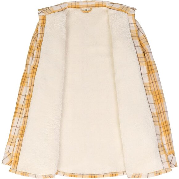 Women's Sherpa Lined Flannel Jacket with Pockets Cozy Warm Fall Winter - Picture 3 of 6